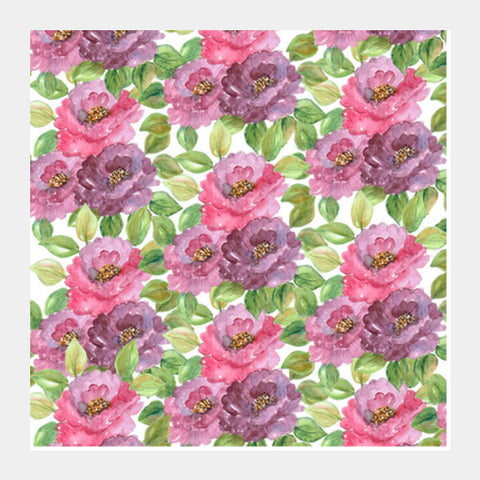 Painted Floral Pattern Watercolor Summer Background  Square Art Prints