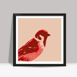 Abstract Sparrow Red Square Art
