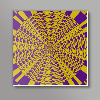 Abstract Yellow Violet Psychedelic Mandala Optical Art Background Square Art Prints