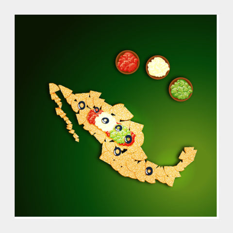 Square Art Prints, Food Maps - Mexico Square Art Prints