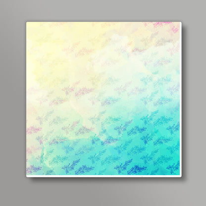 Blue Floral Water Colour Square Art Prints