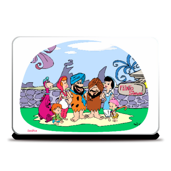 Laptop Skins, The Flinto Singhs - the modern Stone Singh Age family Laptop Skin