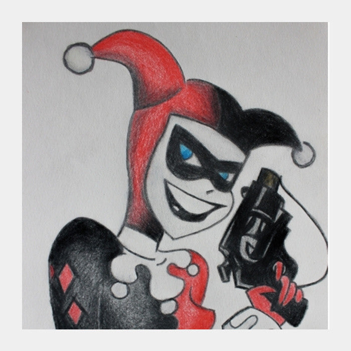 Harley Quinn Colored Pencil Square Art Prints