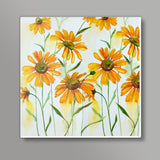 Yellow Daisy Flowers Hand Painted Floral Summer Design  Square Art Prints