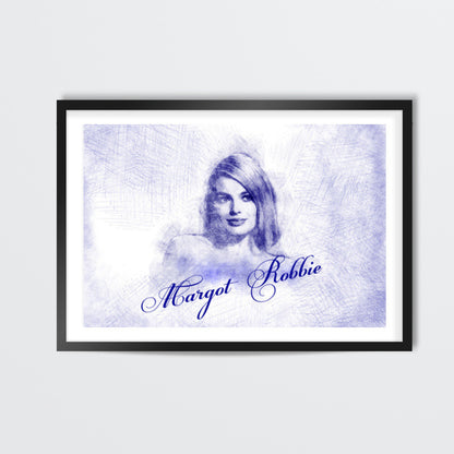 Margot Robbie pen sketch Wall Art