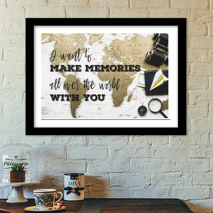 Wanderlust World Map Poster Premium Italian Wooden Frames