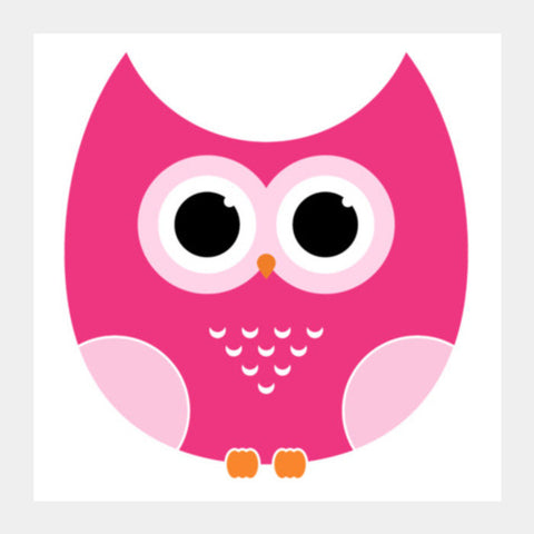 Pink Cute Owl Cartoon Square Art Prints PosterGully Specials