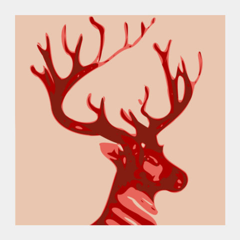 Square Art Prints, Abstract deer red Square Art