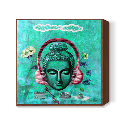 Headphone Buddha Square Art Prints