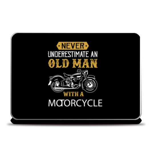 old man with motorbike Laptop Skins