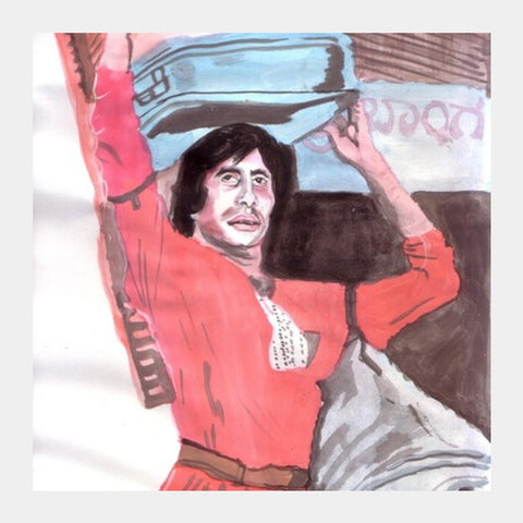 Square Art Prints, Bollywood superstar Amitabh Bachchan from his memorable movie Coolie Square Art Prints