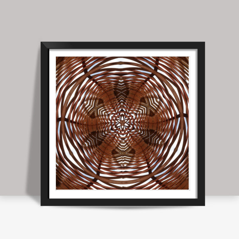 Geometric Egyptian Style Wooden Textured Ornate Background Square Art Prints