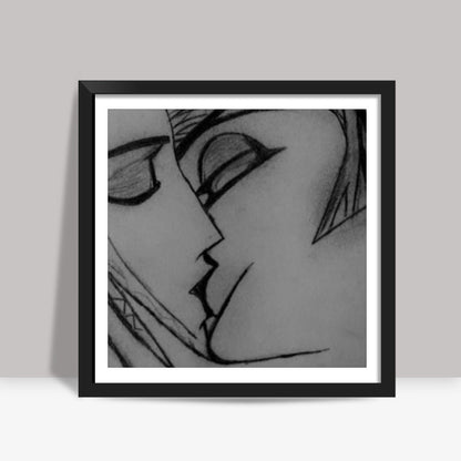 Kiss | Pencil Sketch Square Art Prints