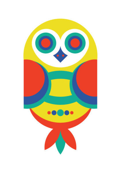 Multicolor Geometric Owl Art PosterGully Specials