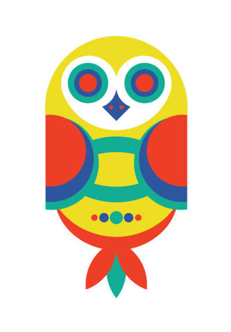 Multicolor Geometric Owl Art PosterGully Specials