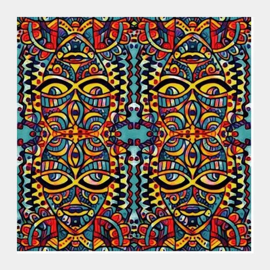 many faced Square Art Prints