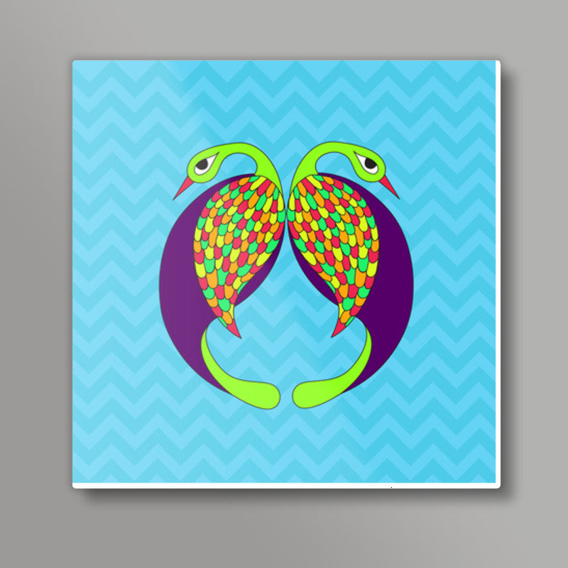 Peacock Love Square Art Prints