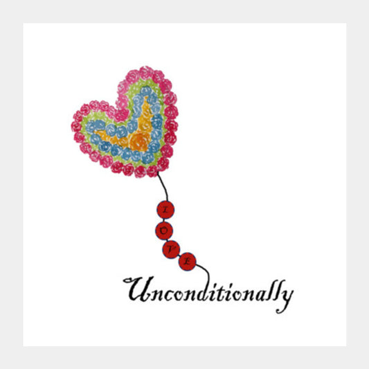 Square Art Prints, Love Unconditionally Floral Heart Poster Square Art Prints