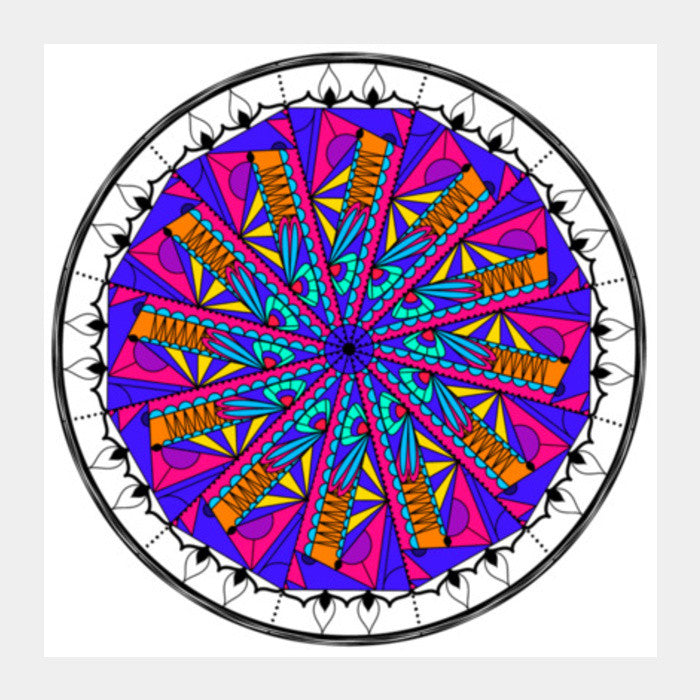 Square Art Prints, Kaleido Rangoli Square Art Prints