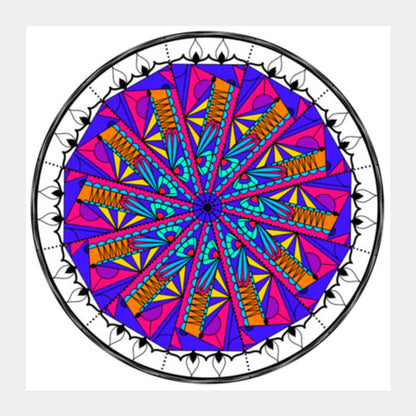 Square Art Prints, Kaleido Rangoli Square Art Prints