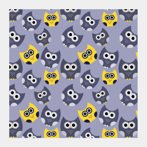 Owl Illustrations Pattern On Gray Background Square Art Prints PosterGully Specials