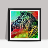The Rainbow Zebra Square Art Prints