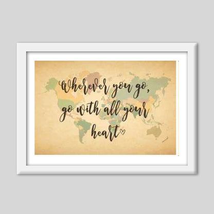 World Map With Text Quotes Premium Italian Wooden Frames
