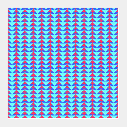 Trippy Triangles | Cyan Red Square Art Prints