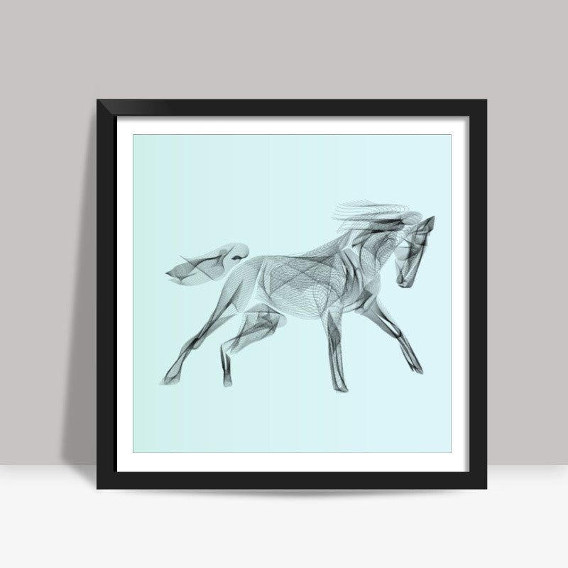 Stallion Line Art Square Print Square Art Prints