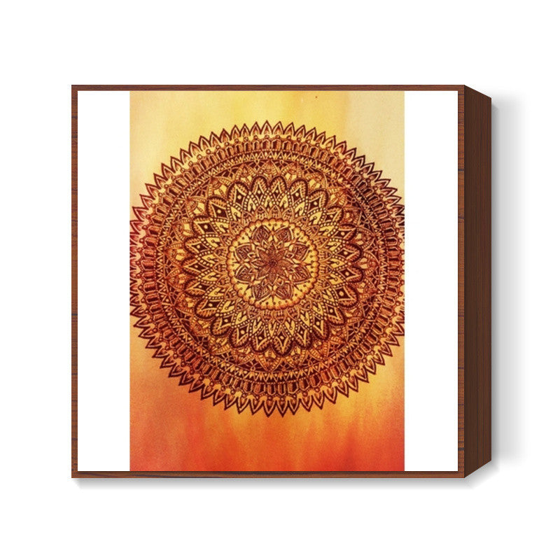 Fiery Mandala Square Art Prints