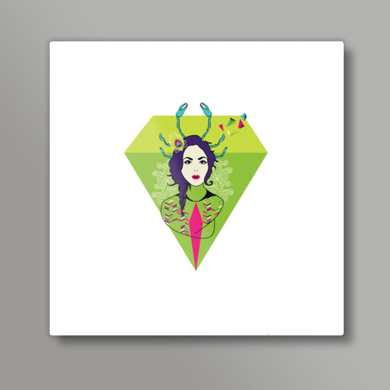 Crab Girl Square Art Prints