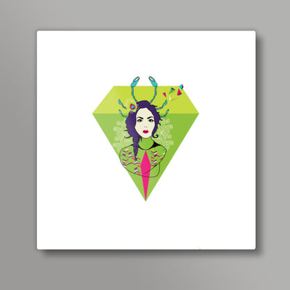 Crab Girl Square Art Prints