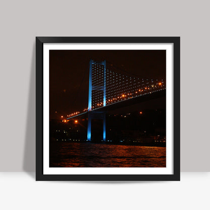 Bridge over colored waters Square Art Prints