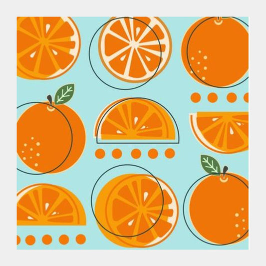 Orange Fruit Pattern  Square Art Prints