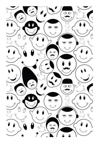 PosterGully Specials, Black and white smiley faces seamless pattern Wall Art