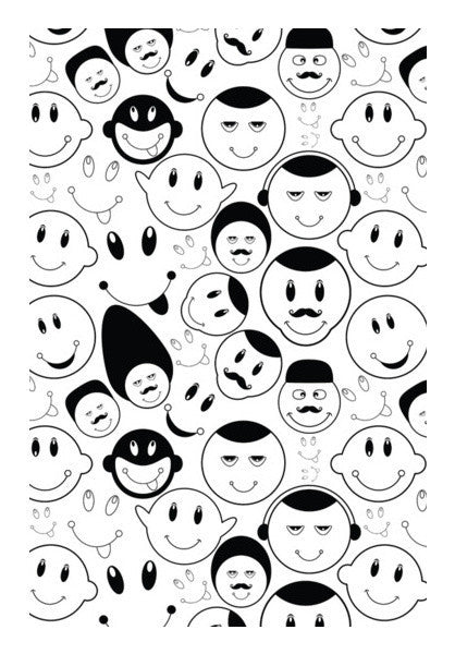 Black And White Smiley Faces Seamless Pattern Art PosterGully Specials