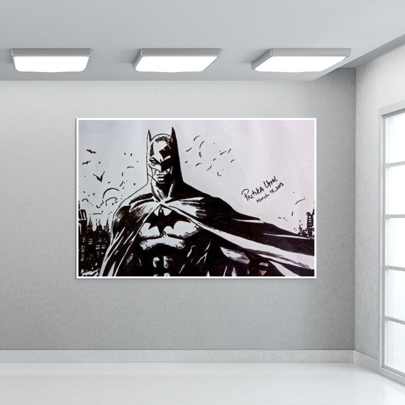 The Dark Knight Batman ink drawing Wall Art