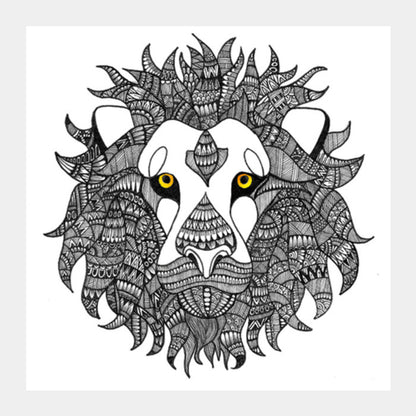 Intricate Lion Square Art Prints