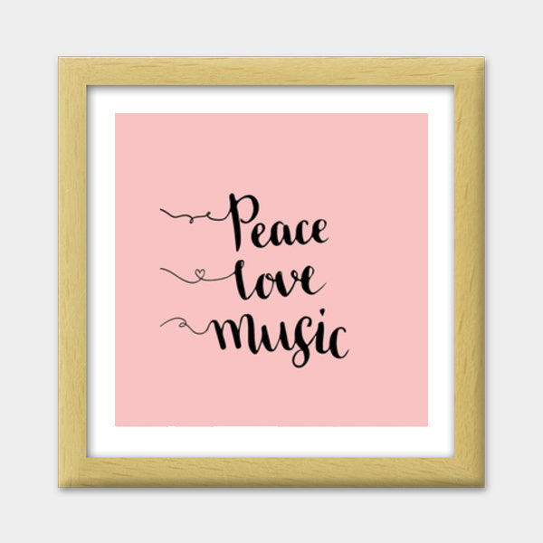 Peace Love Music Premium Square Italian Wooden Frames