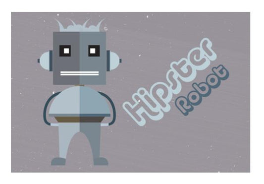 PosterGully Specials, Hipster robot with abstract gray background Wall Art