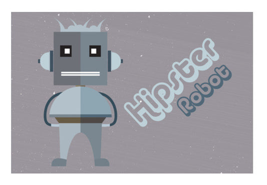 Hipster Robot With Abstract Gray Background Art PosterGully Specials