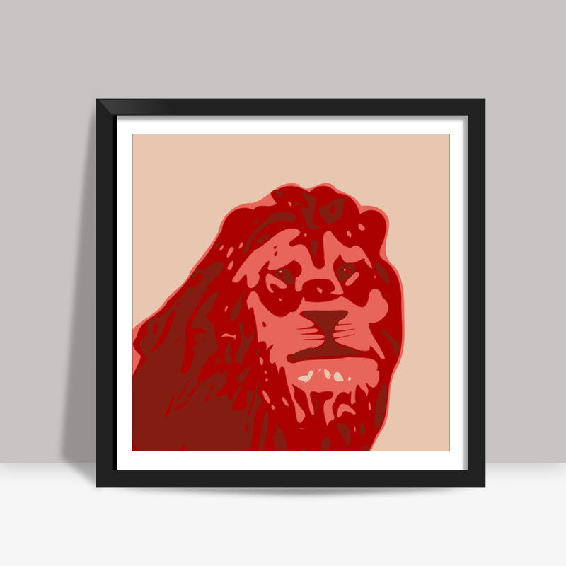 Abstract Lion Red Square Art Prints