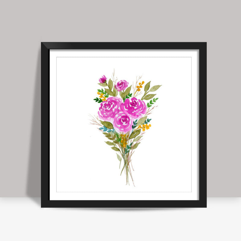 Floral Art Watercolor Bouquet Painting Square Art Prints