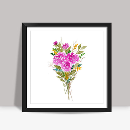 Floral Art Watercolor Bouquet Painting Square Art Prints