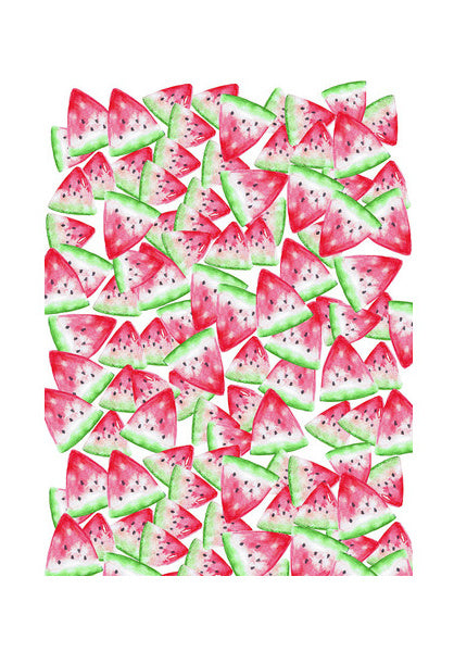 Watermelon Slices Fruit Pattern Watercolor Summer Background Wall Art