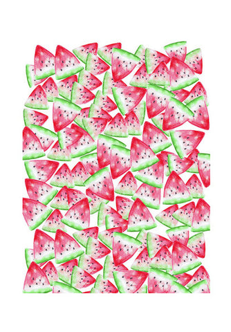 Watermelon Slices Fruit Pattern Watercolor Summer Background Wall Art