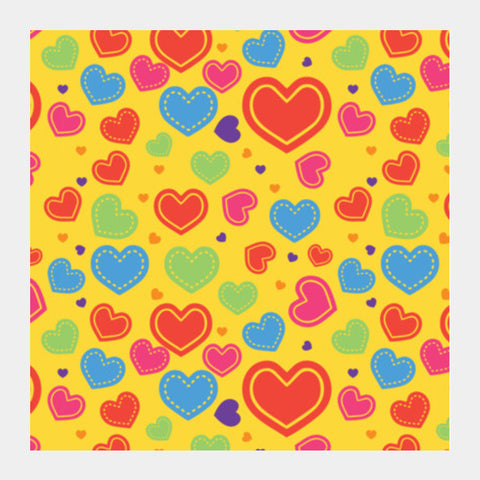 Seamless Multi Hearts Art On Yellow Square Art Prints PosterGully Specials