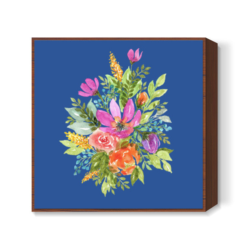 Colorful Watercolor Spring Flowers Bouquet Floral Painting Poster Square Art Prints