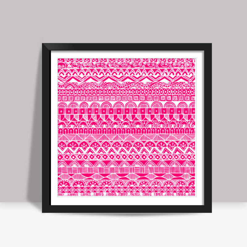 Zentangled Pink Square Art Prints