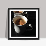 2 cups of Coffee in beautiful white cups   Square Art Prints
